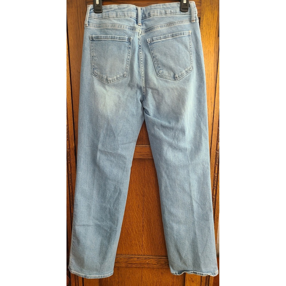 Quince Bella Stretch High Rise Straight Jeans Frosted Blue Light Wash 28/30 - Picture 2 of 9